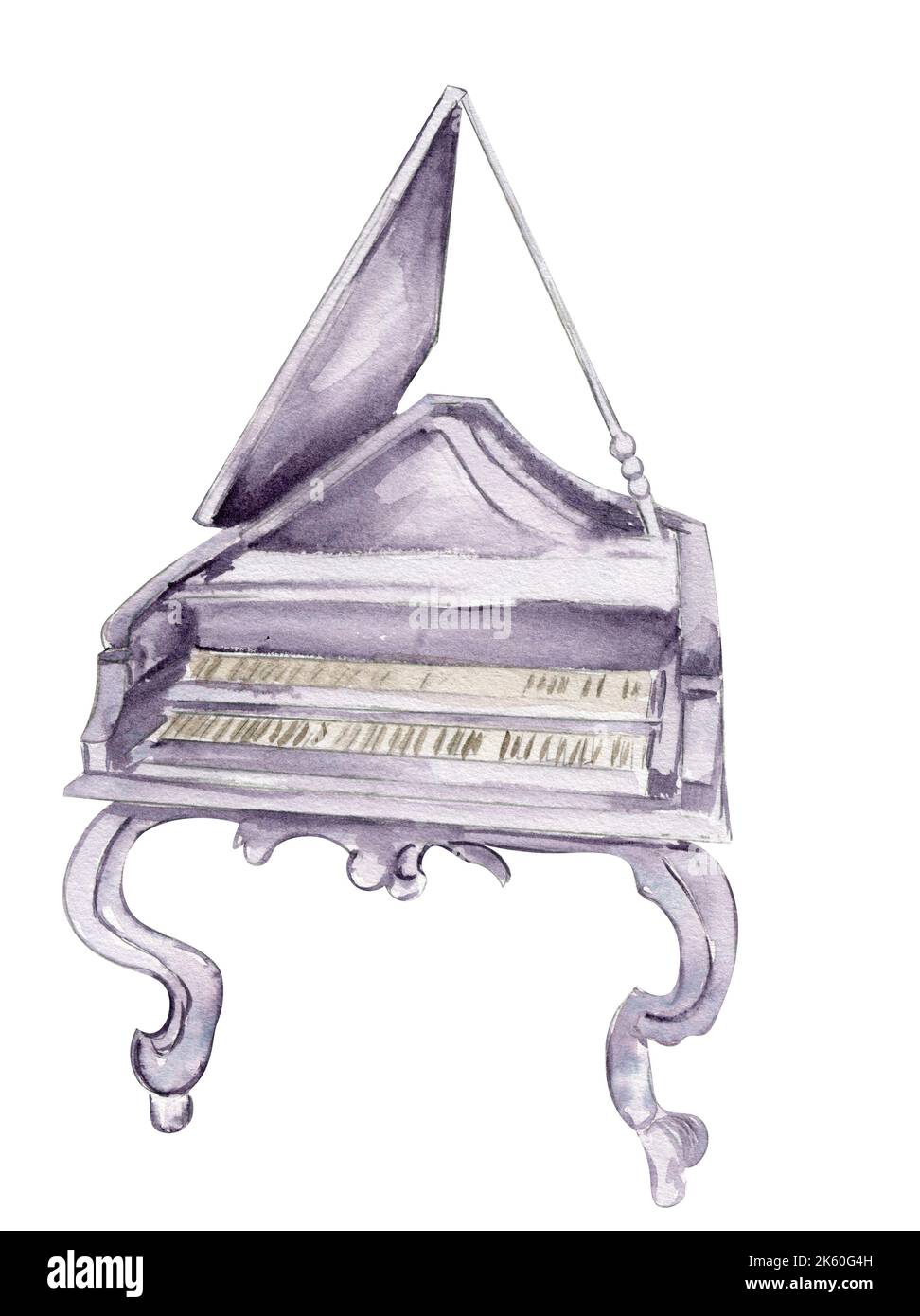 Hand drawn old grand piano from a fairy tale Stock Photo