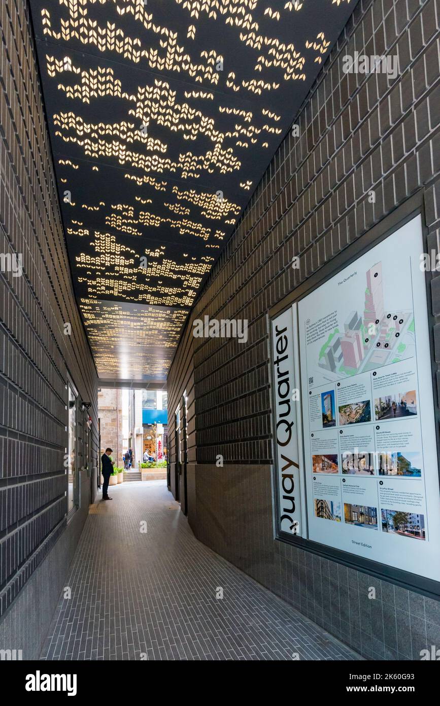 July 2022: People enjoying one of the laneways that form part of the new Quay Quarter area near Circular Quay in Sydney City, Australia Stock Photo