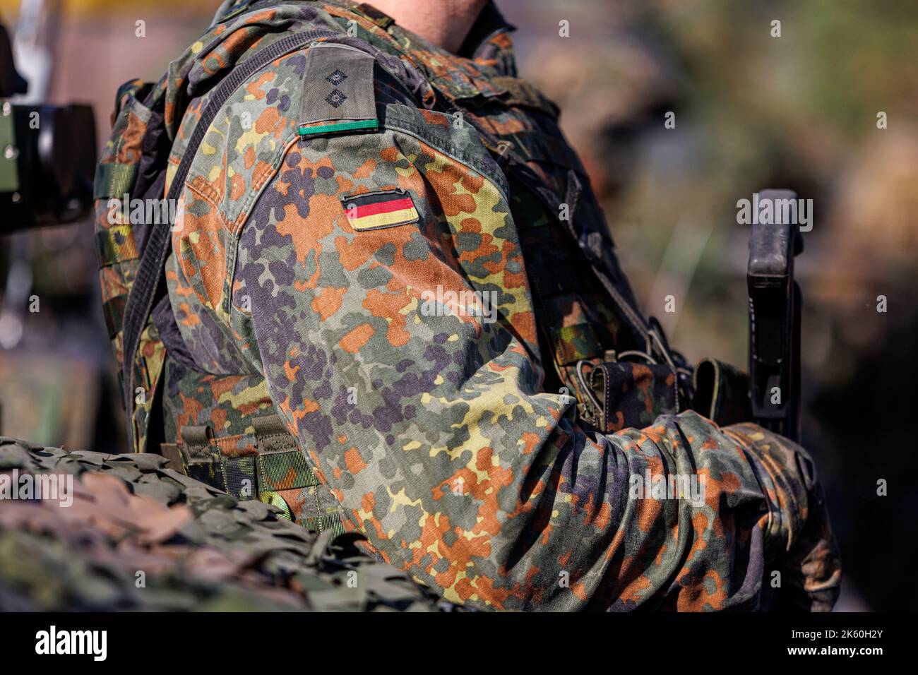 Rukla, Lithuania - 2022 October 10: Germany Nato soldiers with full soldier equipment. The North Atlantic Treaty Organization Stock Photo