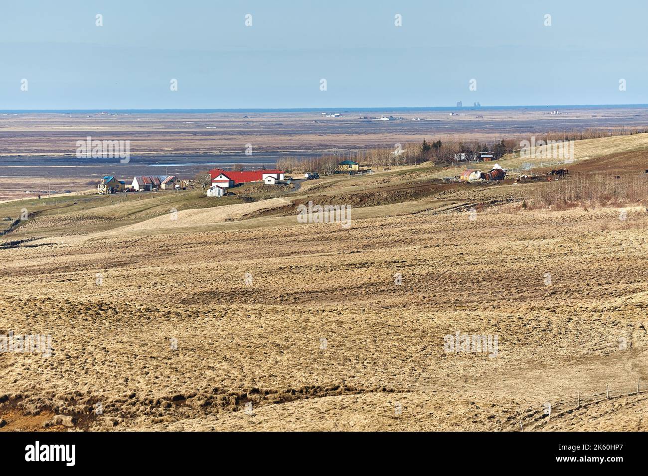 Iceland landscape with farmlands Stock Photo