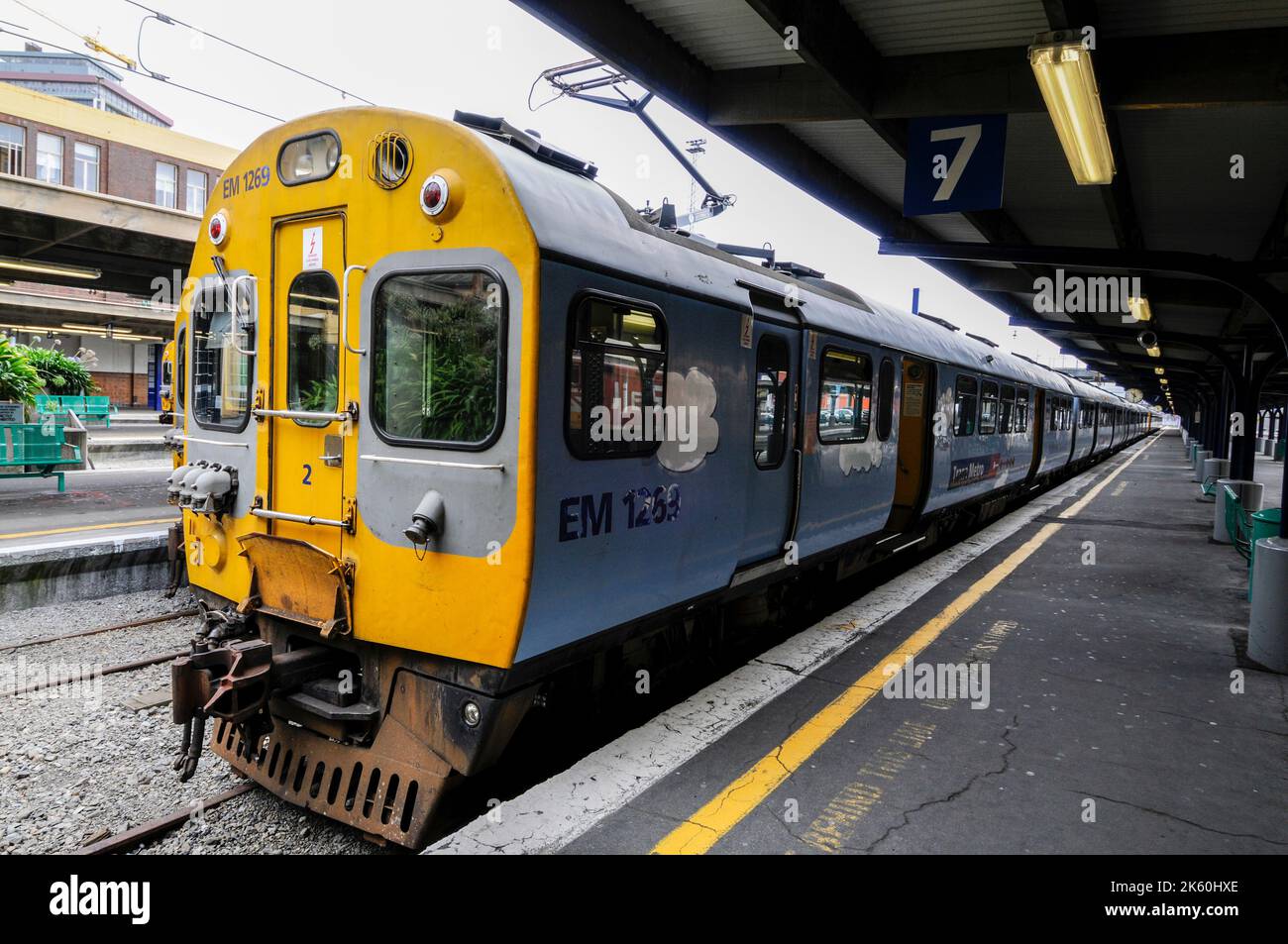 An EM1269 Tranz Metro1 electric multiple unit passenger train at