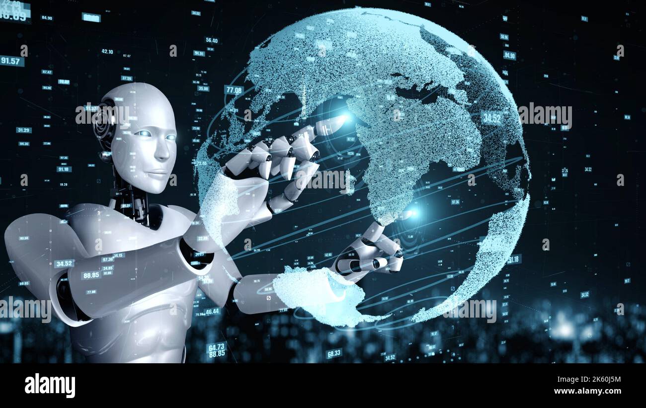 Futuristic robot artificial intelligence huminoid AI data analytic ...