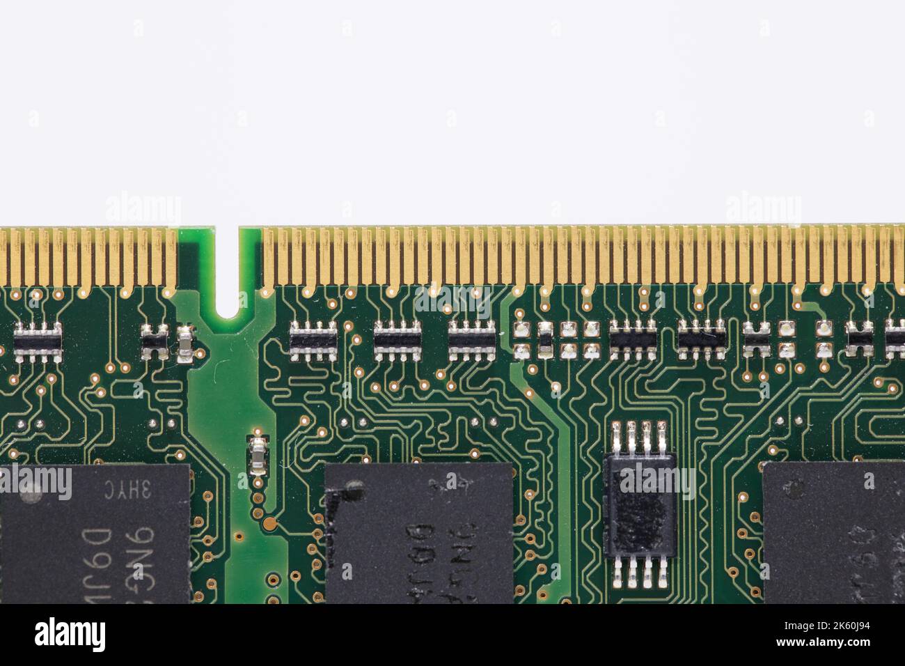 Part of computer RAM memory module isolated on white background Stock ...