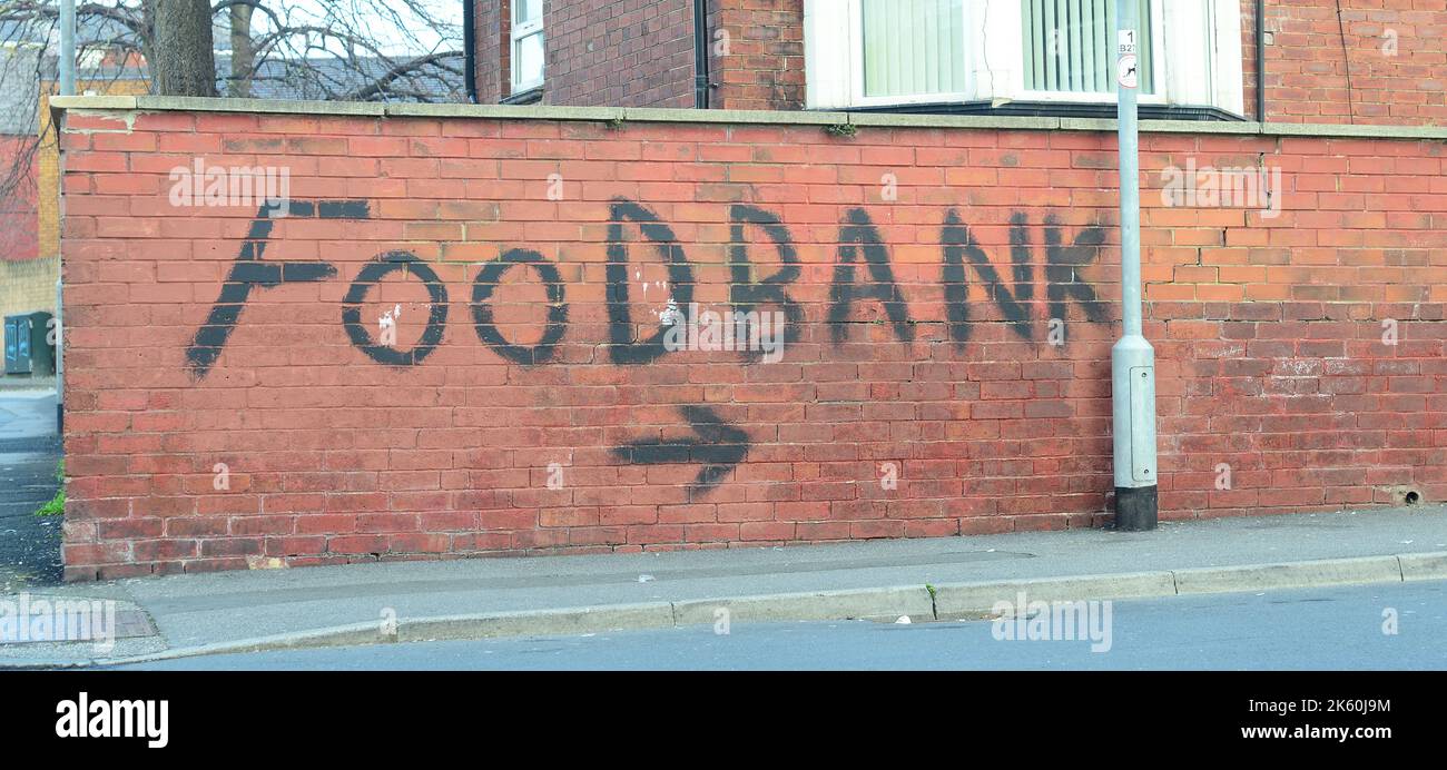 sign to food bank in leeds yorkshire united kingdom Stock Photo Alamy