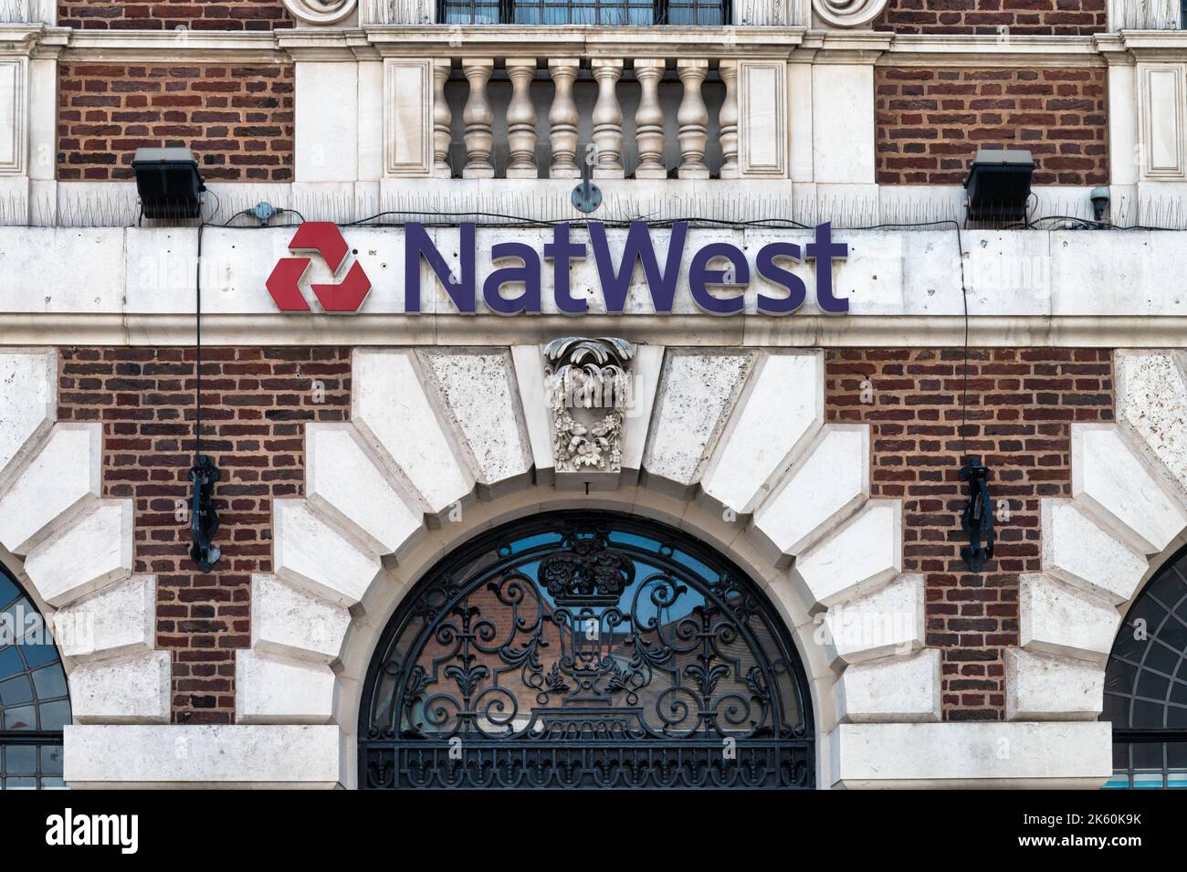 Shrewsbury, UK-  July 14, 2022: The sign for Natwest Bank in Shrewsbury, Engalnd. Stock Photo