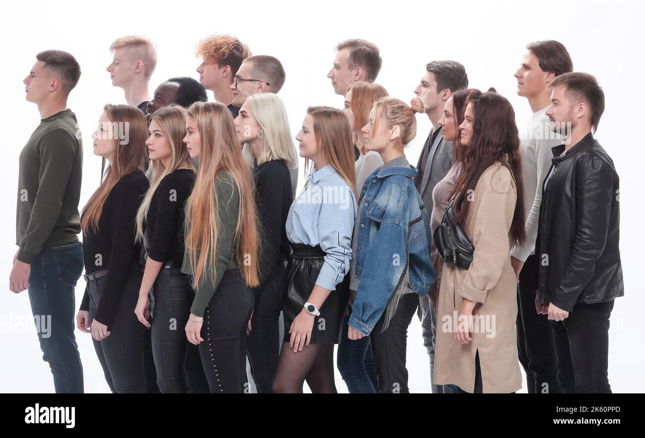 group of young people standing behind each other Stock Photo Alamy
