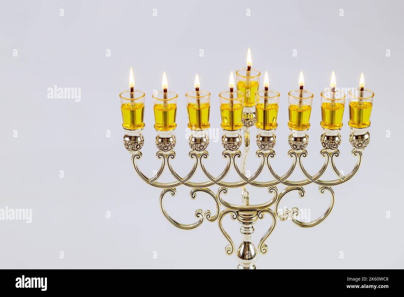 Candles for Hanukkah festival symbols have been lit in Menorah Jewish