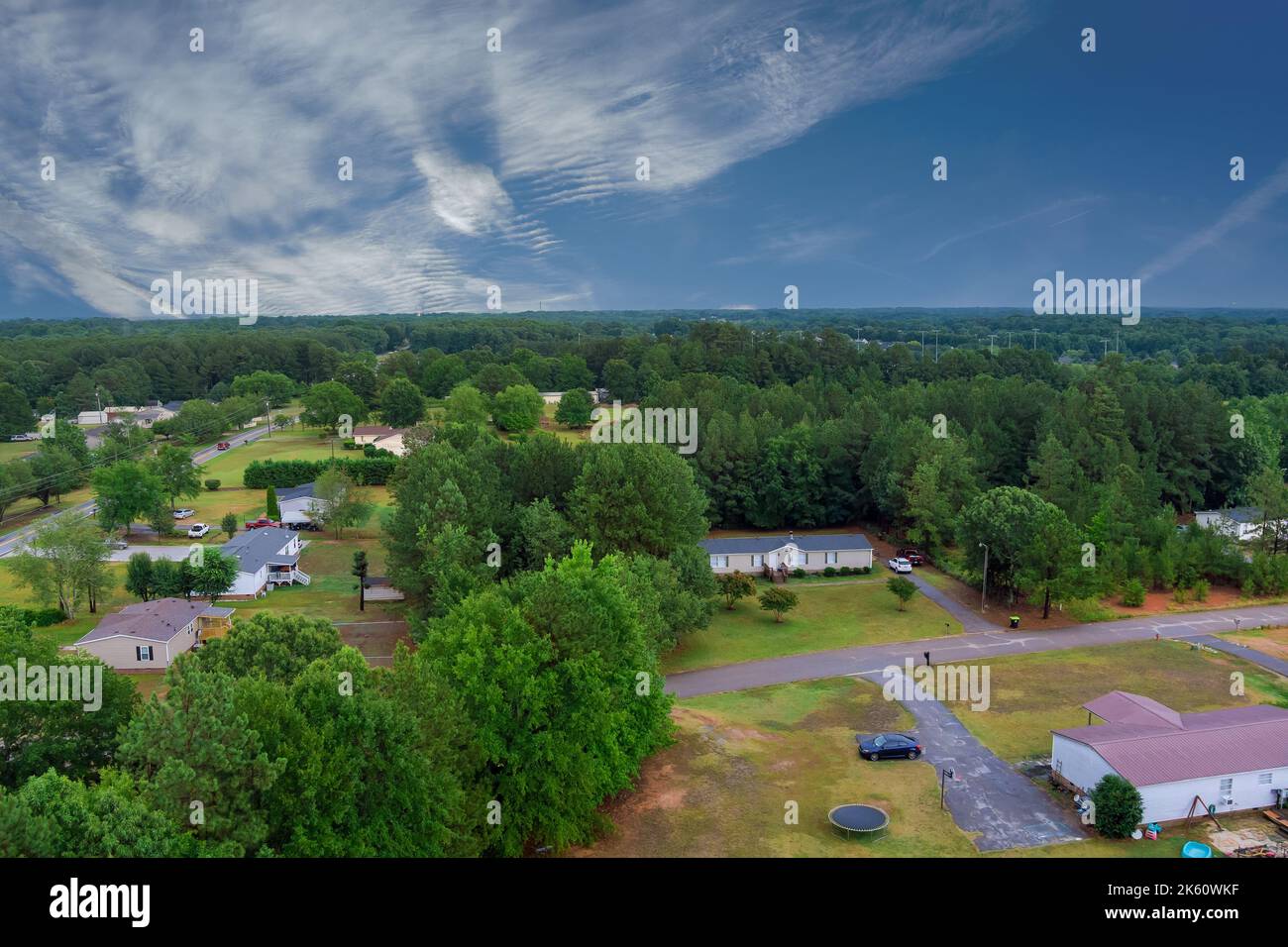 Roofs small provincial American town houses are seen in neighborhood in