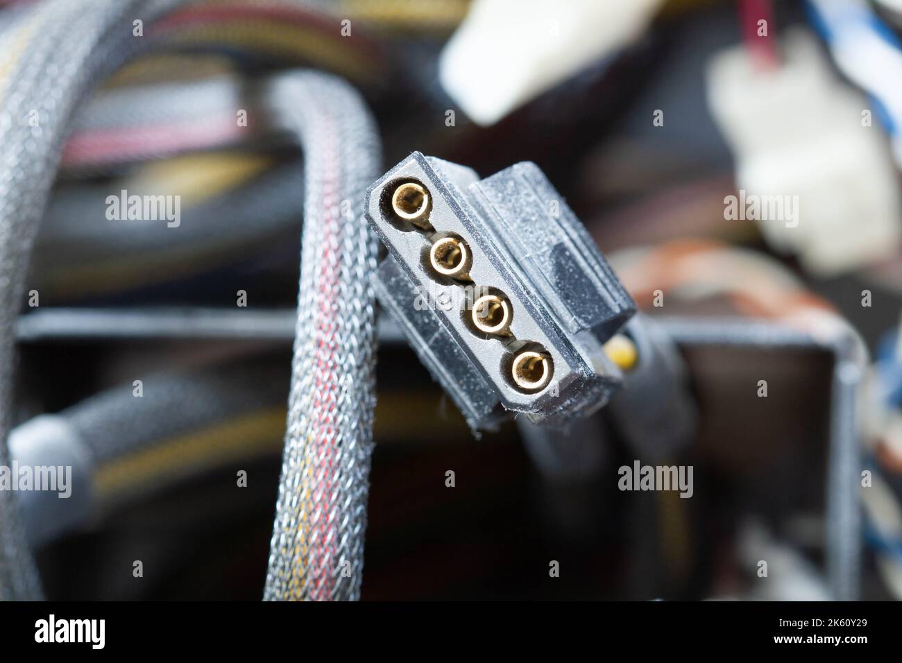 Very dirty wires, connectors and plugs in the computer. Old multi