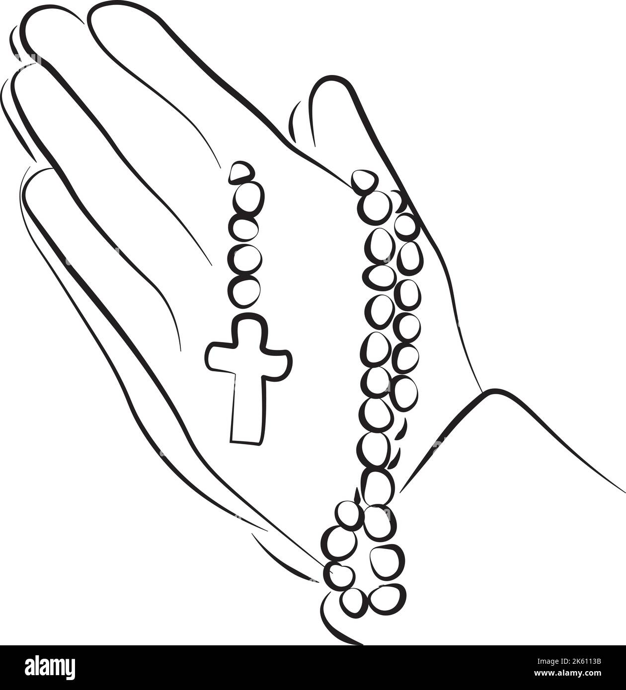 hands folded in a prayer to god. Prayer hands with faith in religion and faith in God. The power of hope or love and devotion. Namaste or Namaskara Stock Vector