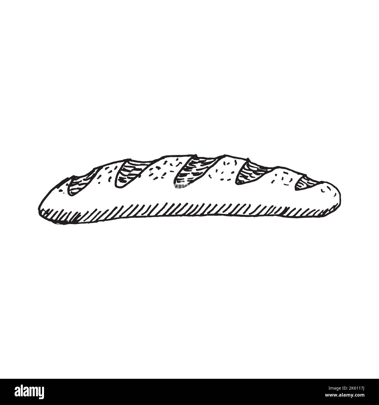 Loaf of bread illustration. Bread sketch style. Old hand drawn engraving imitation Stock Vector