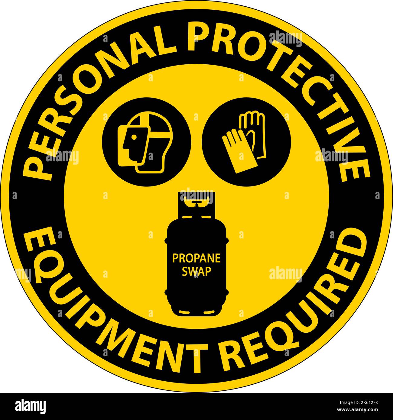 Propane Personal Protective Equipment Required Floor Sign Stock Vector