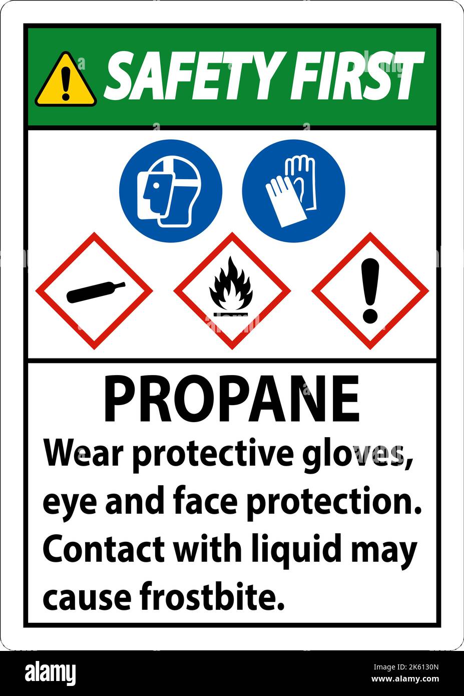 Safety First Propane Flammable Gas PPE GHS Sign Stock Vector Image