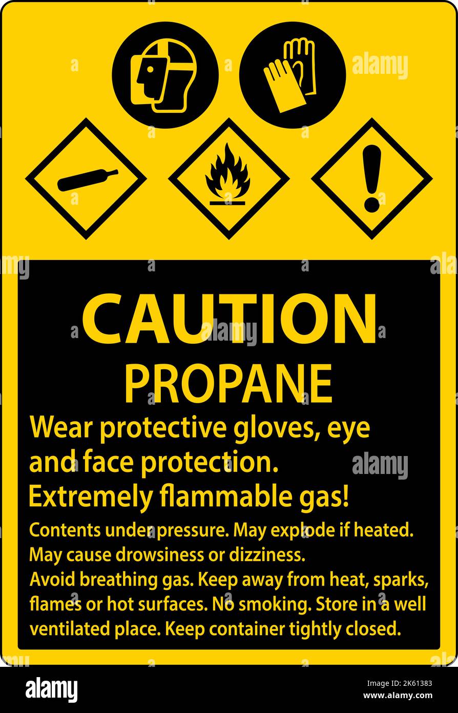 Caution Propane Flammable Gas PPE GHS Sign Stock Vector Image & Art Alamy