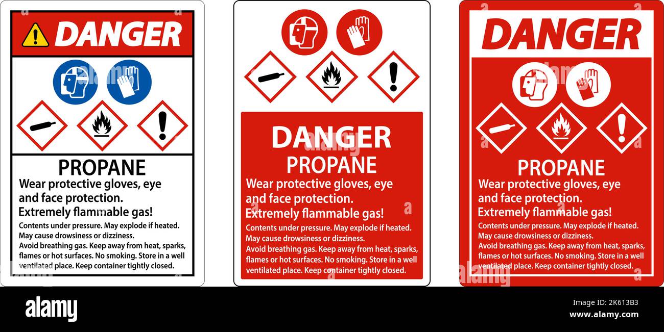Danger Propane Flammable Gas PPE GHS Sign Stock Vector Image & Art Alamy