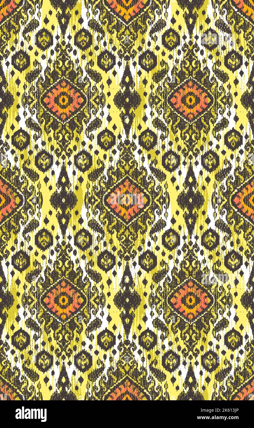 Fabric ethnic Indian style. Ethnic ikat seamless pattern in tribal