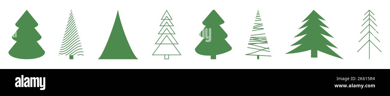 Collection of green Christmas trees. Vector illustration Stock Vector ...