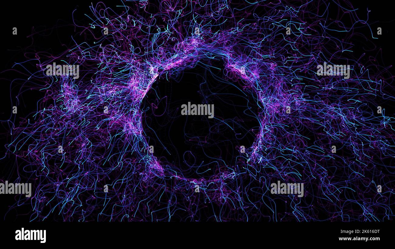 3D rendering cosmic energy strings. Energy flows in the form of thin ...