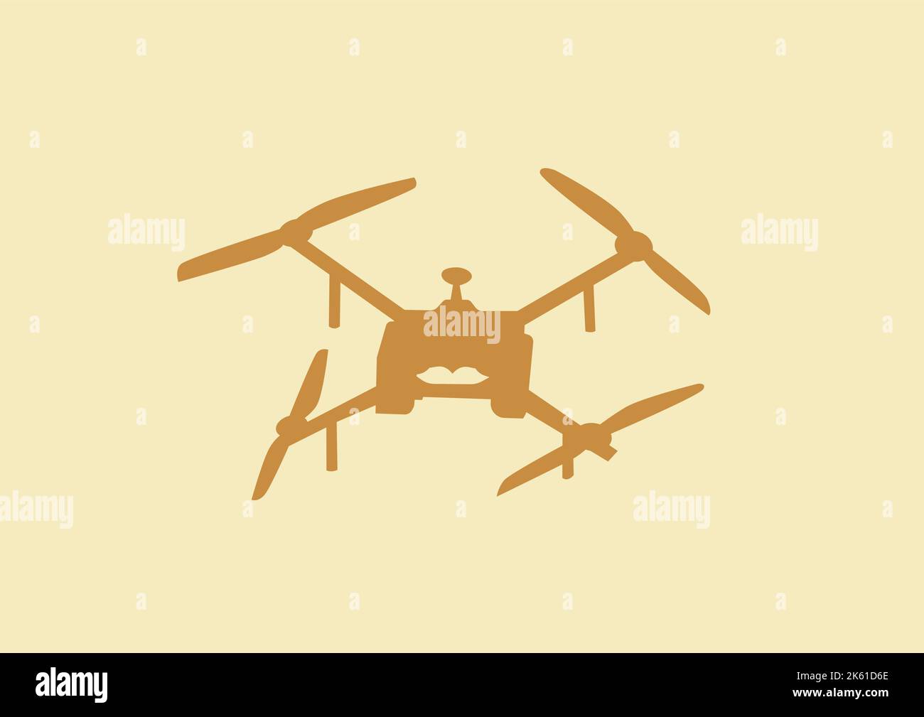 illustration of remote controlled military drone isolated on beige background,stock illustration Stock Vector