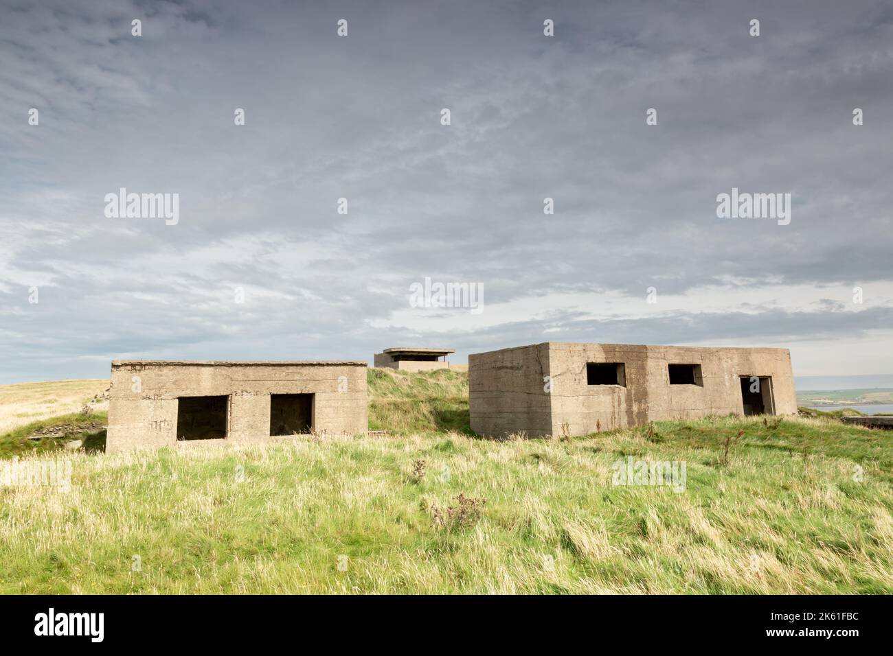 Ruined concrete building from world war two, Hoxa battery, Orkney, UK 2022 Stock Photo