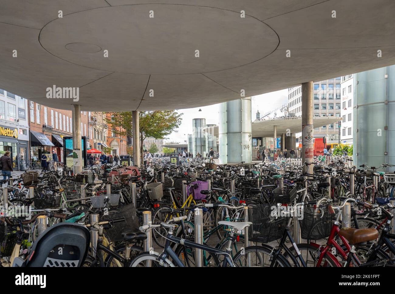 Copenhagen, Denmark. October 2022. panoramic view of a large bicycle park in the city center Stock Photo