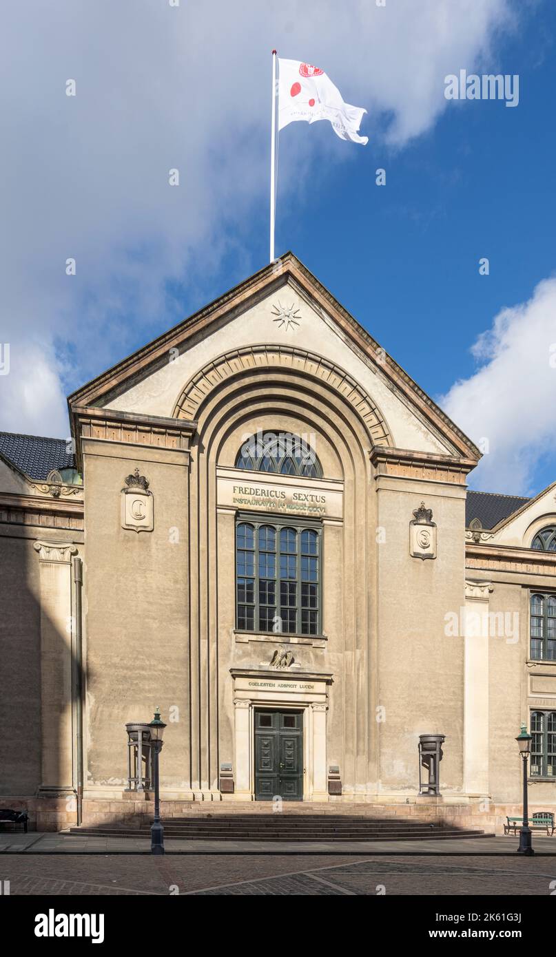 Copenhagen, Denmark. October 2022. the facade of the University building in the city center Stock Photo