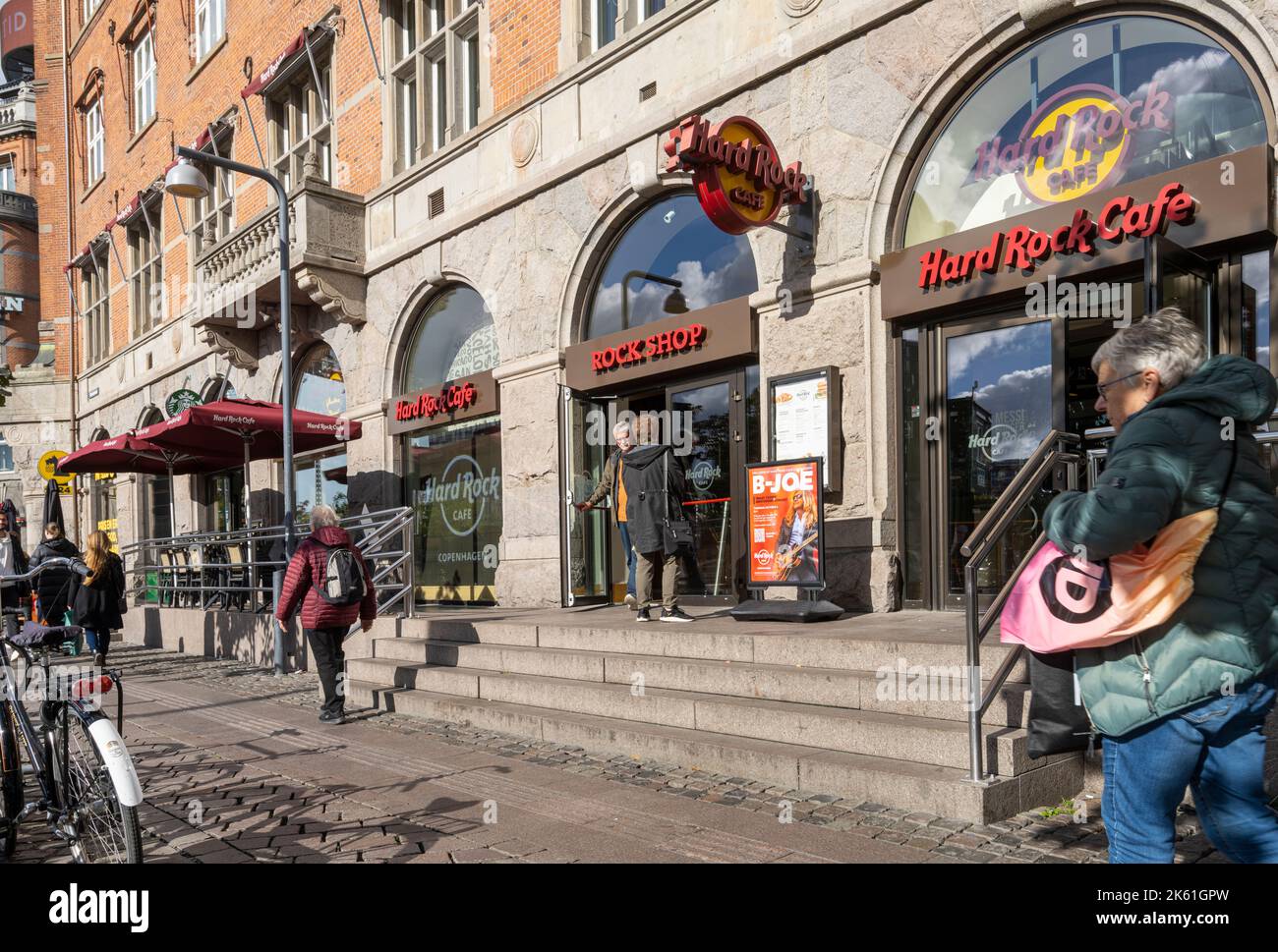 Copenhagen, Denmark. October 2022. External view of the Hard Rock Cafe in the city centerstairs Stock Photo