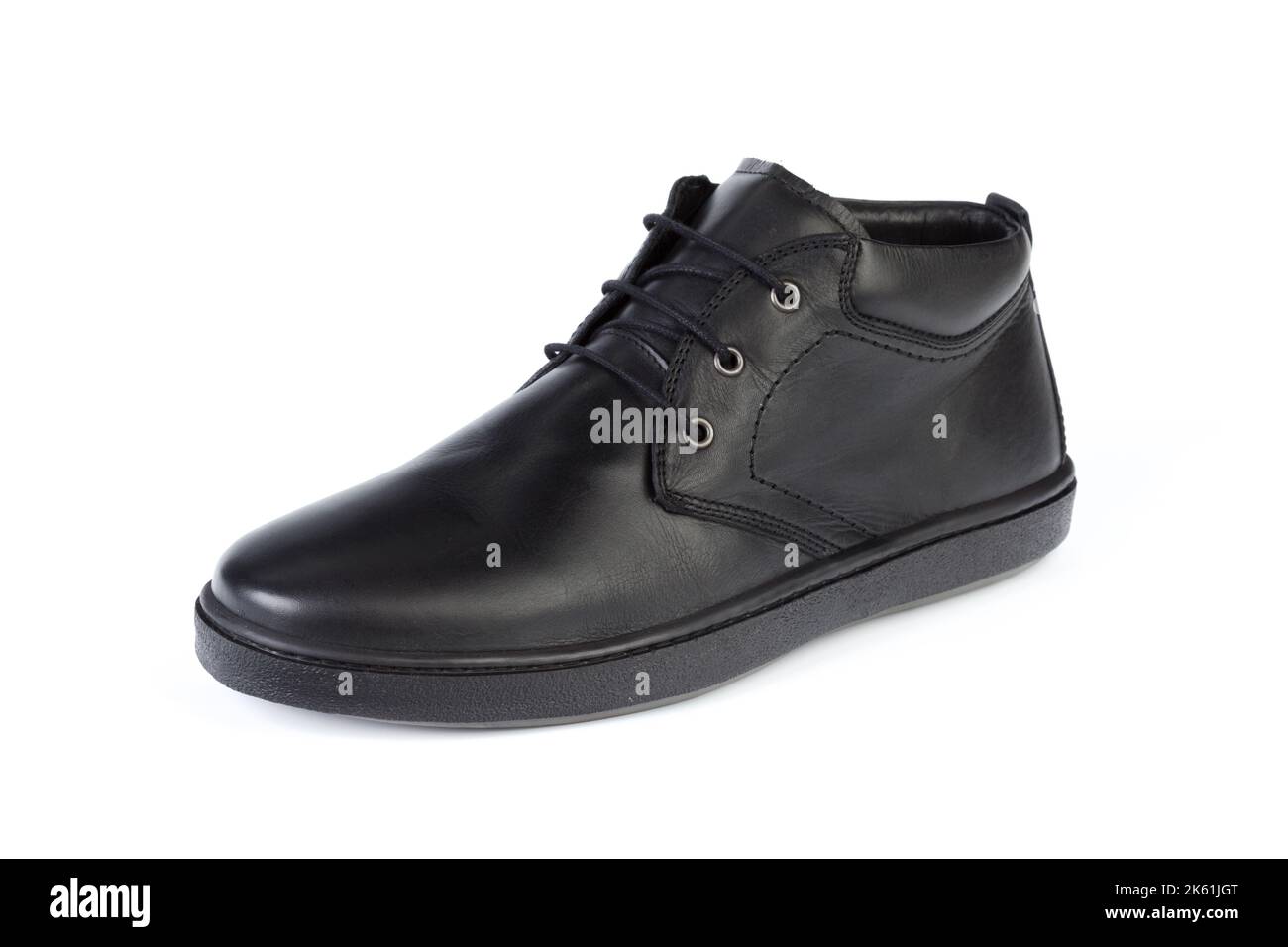 Black leather formal male shoes isolated on white background Stock ...