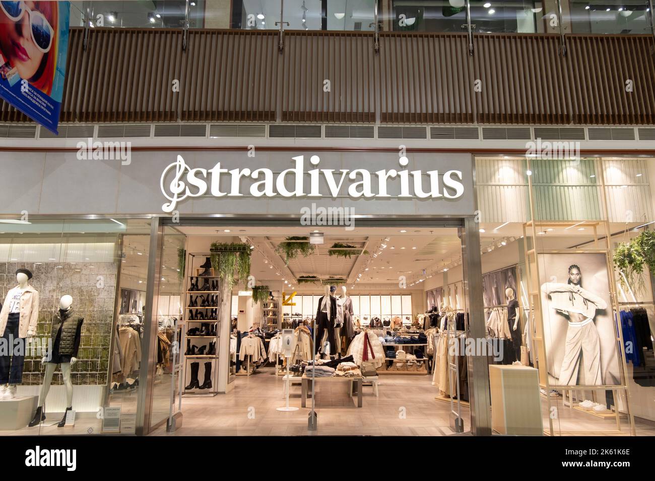 Sofia, Bulgaria - 30 May, 2022: Bright logo of international clothing company Stradivarius in a mall Stock Photo