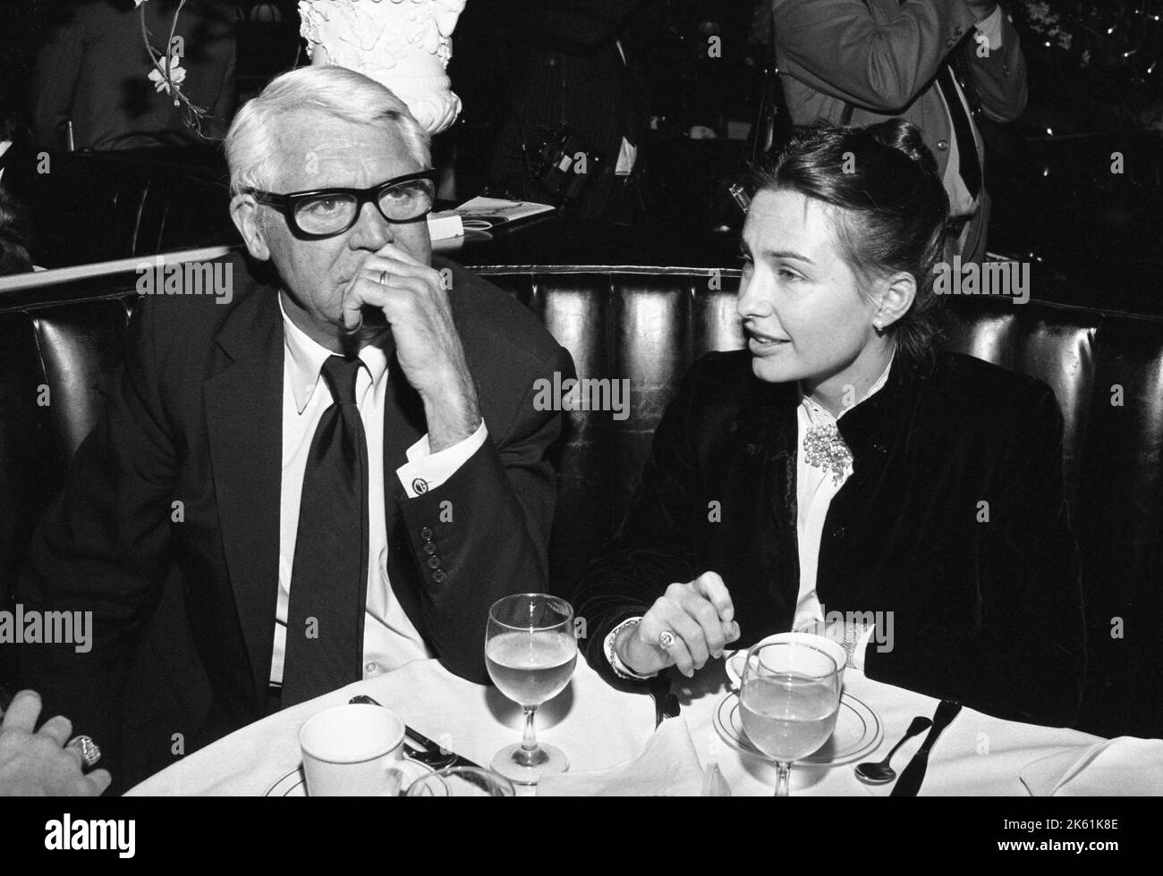 Cary Grant and wife Barbara Harris at the Barnum opening night party at the Brown Derby Restaurant February 1982 Credit: Ralph Dominguez/MediaPunch Stock Photo