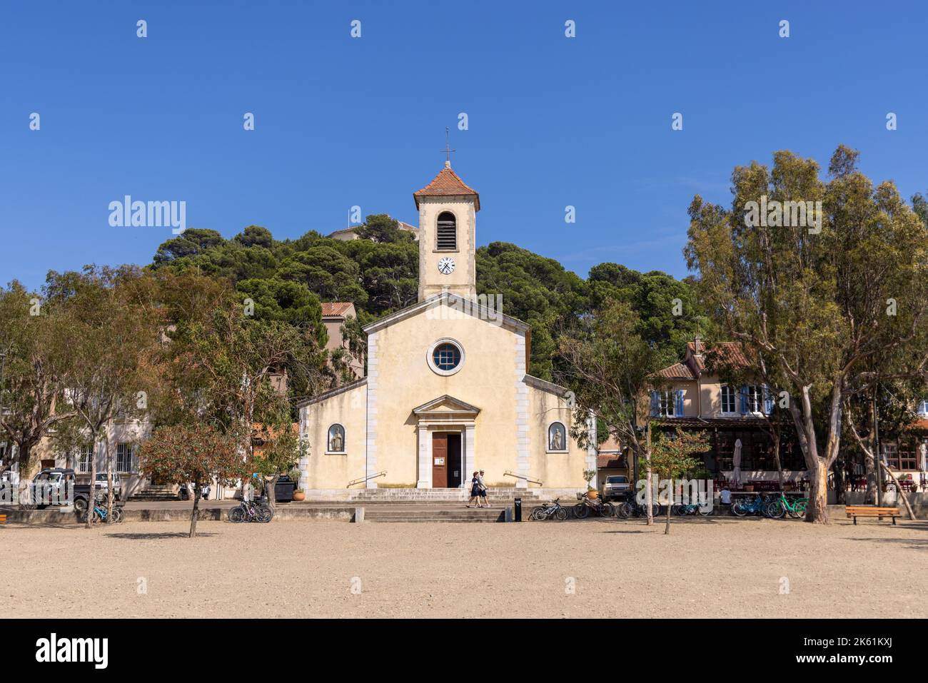 Sainte Anne church on the island of Porquerolles, France, Var Stock Photo