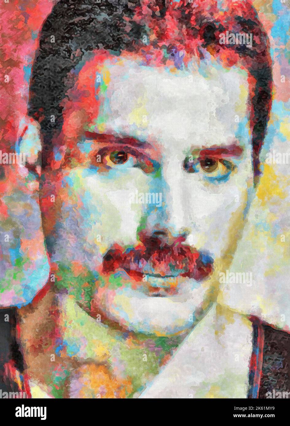 Illustrations portret Freddie Mercury, British singer, songwriter, lead