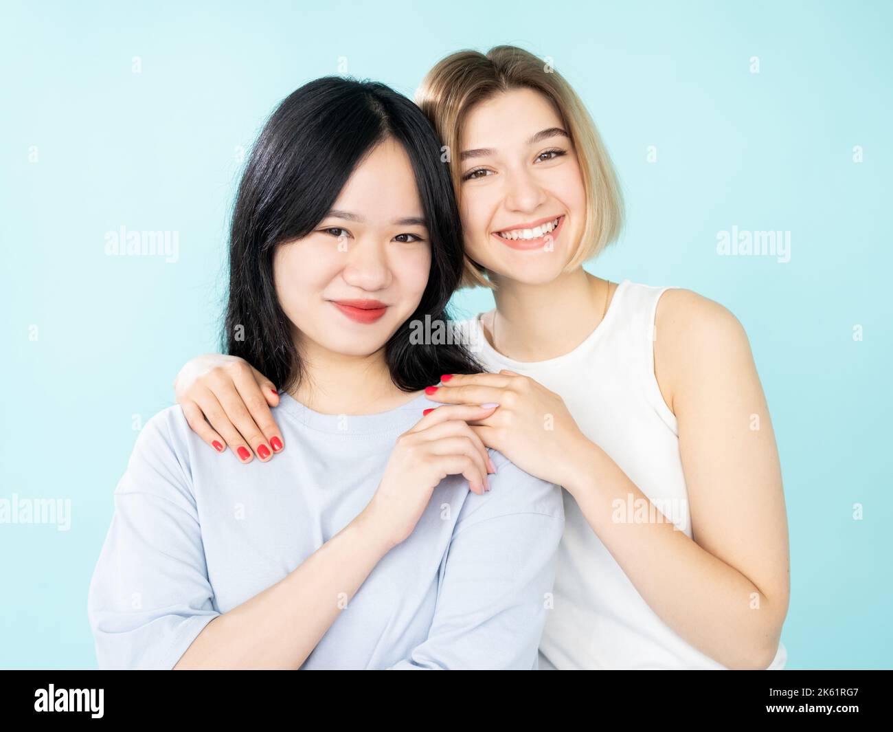 female friendship ethnic diversity enjoying Stock Photo