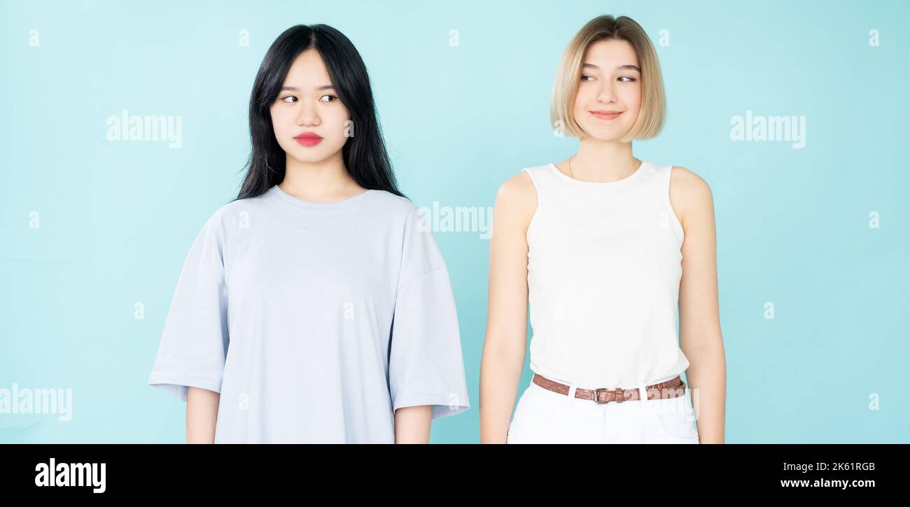 style diversity female friendship inconvenient Stock Photo