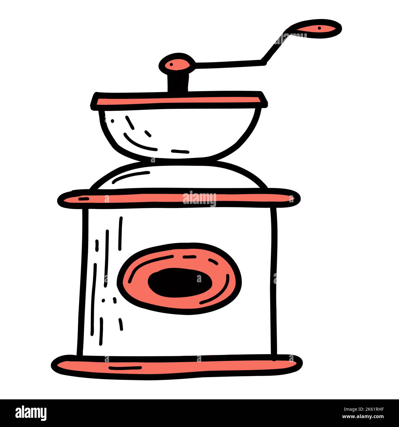 Coffee grinder isolated on white . Doodle style Stock Vector Image