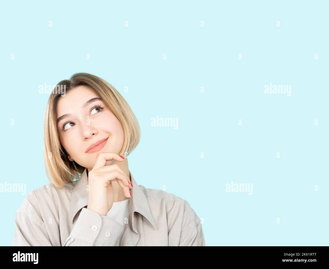 make decision curious woman hesitation choice Stock Photo - Alamy