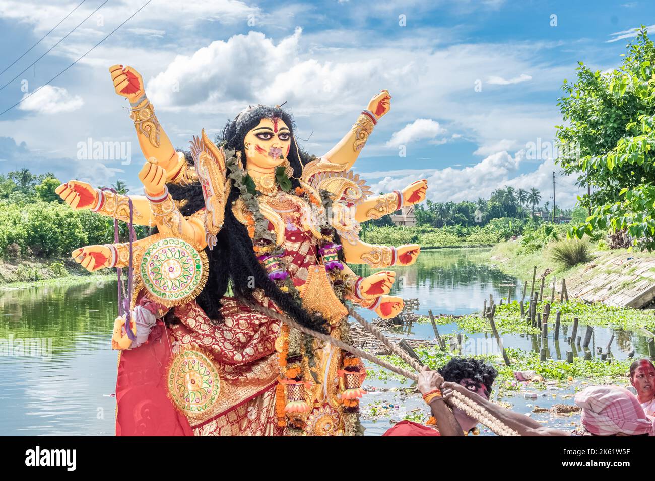 Ganges river Pollution Woes Increase With The Conclusion Of Durga Idol Immersion Stock Photo