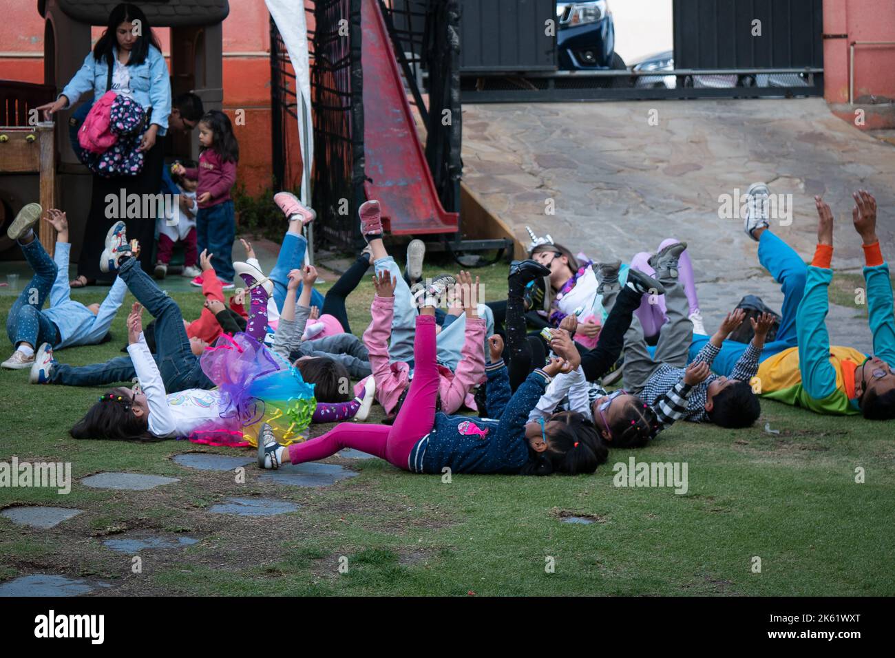 La Paz, Bolivia - September 10 2022: Bolivian Children Playing in a Birthday Party Stock Photo