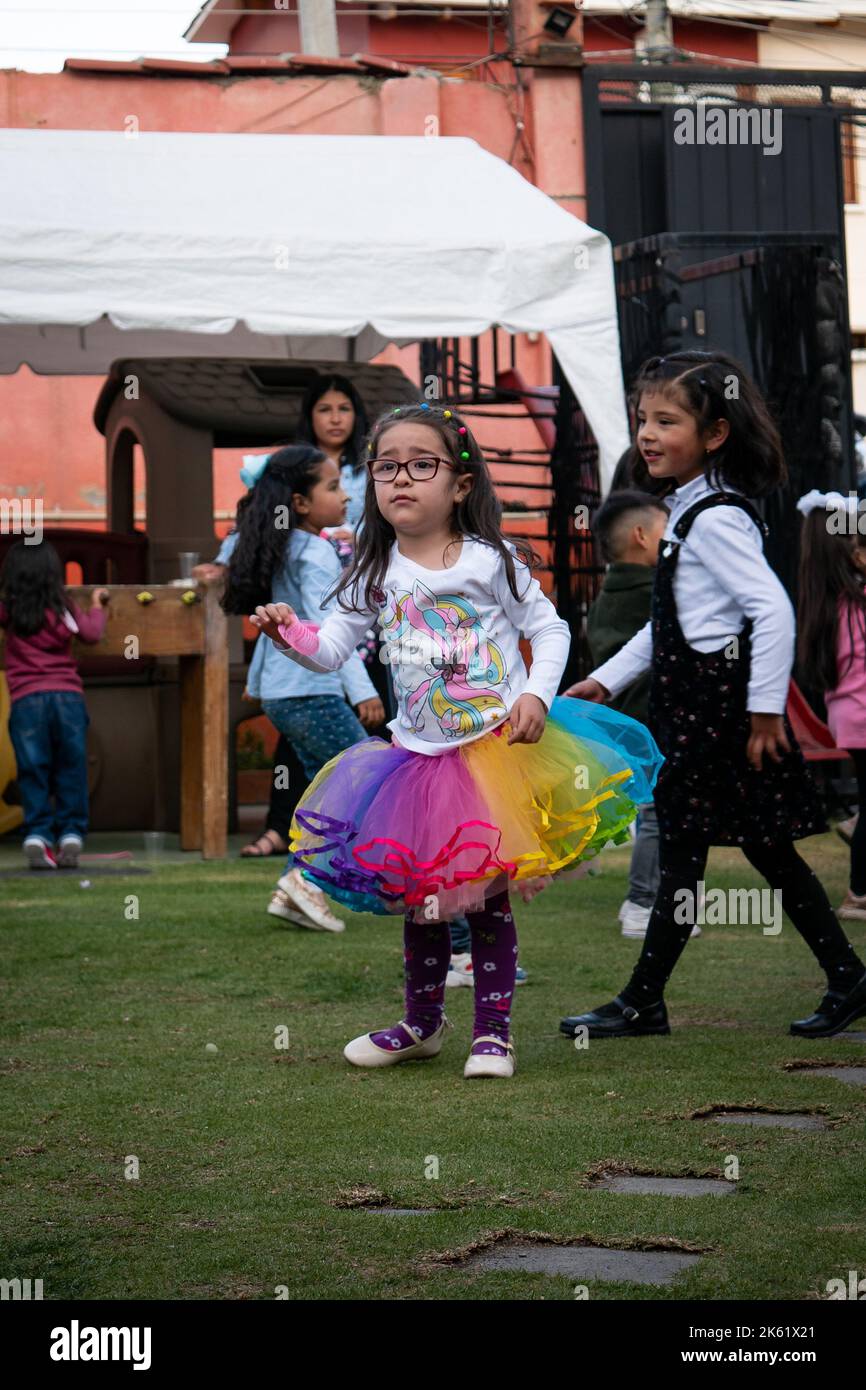 La Paz, Bolivia - September 10 2022: Bolivian Children Playing in a Birthday Party Stock Photo