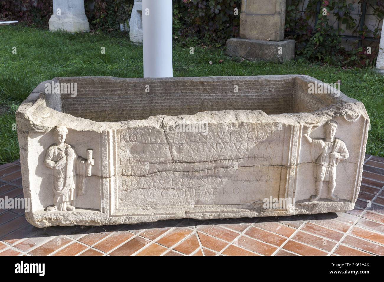 Roman stone coffin from the I century A.D. Stock Photo