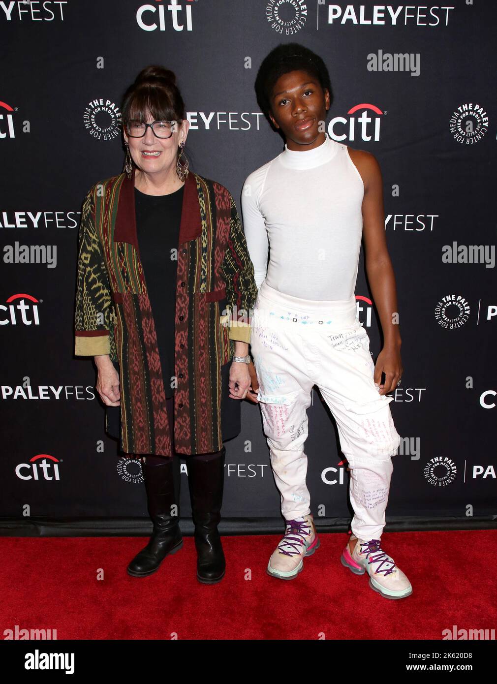New York City, USA. 10th Oct, 2022. Ann Dowd and son Trust Arancio attending PaleyFest NY: The Handmaid's Tale held at The Paley Center for Media on October 10, 2022 in New York City, NY © Steven Bergman/AFF-USA.COM Credit: AFF/Alamy Live News Stock Photo