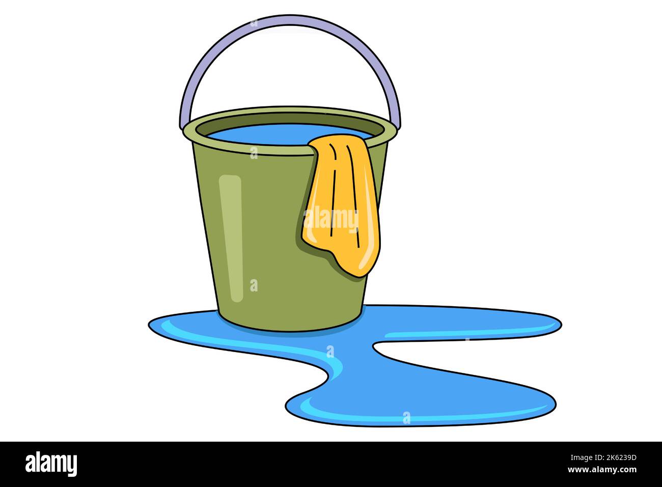 bucket of water to wash the floor. wipe off the water with a rag. flat