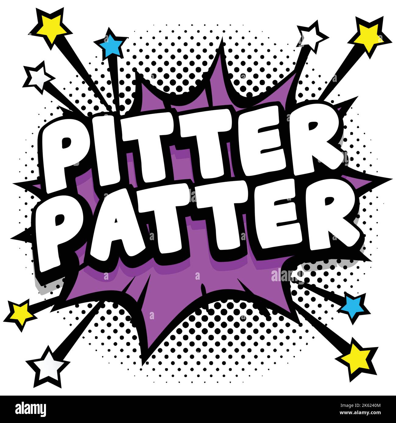 pitter patter Pop art comic speech bubbles book sound effects Vector
