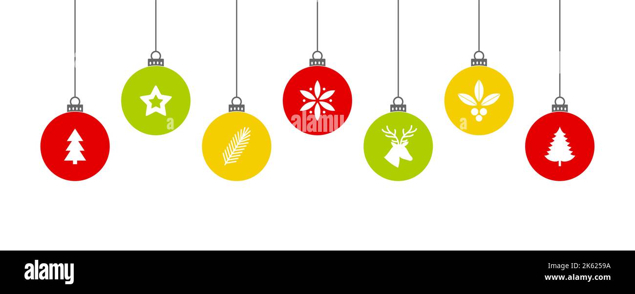 Christmas balls hanging colorful ornaments. Vector illustration Stock ...