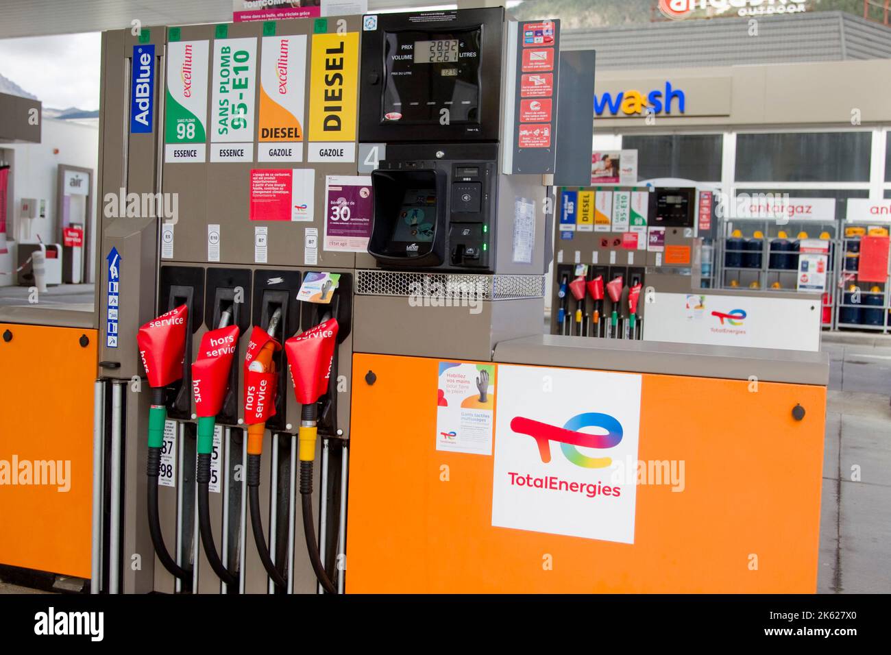 Totalenergie fuel pump out of order, France on October 10, 2022