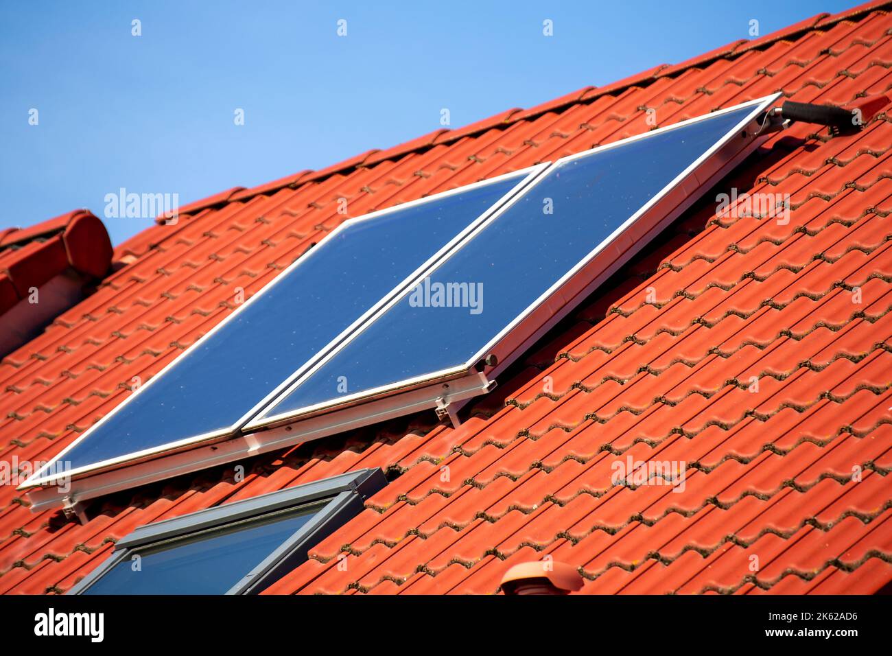 Residential house with solar thermal energy for heating and hot water