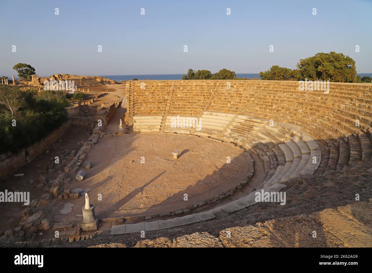 Amphitheatre at Salamis Roman City near Famagusta (Gazimagusa) Turkish Replublic of Northern Cyprus. Stock Photo