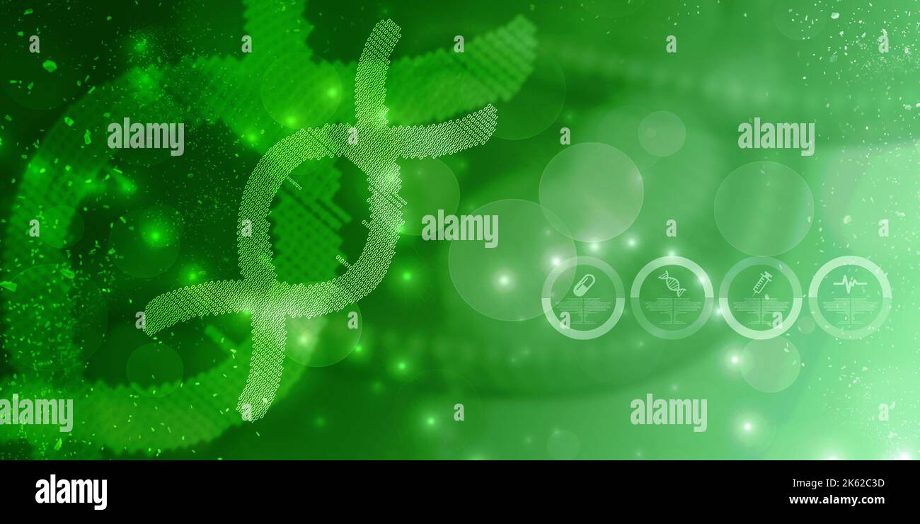 2d render of DNA structure, abstract background Stock Photo