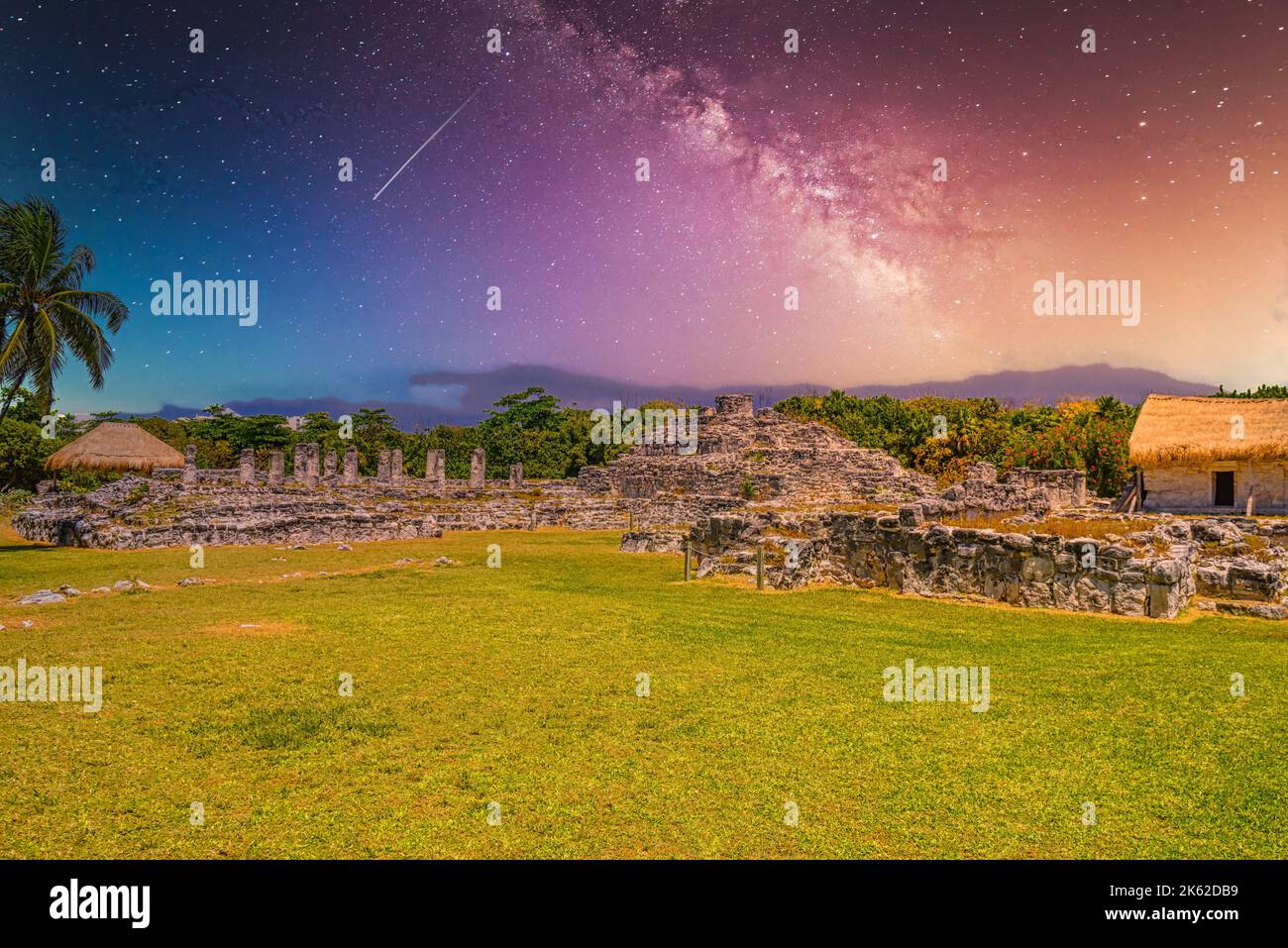Ancient ruins of Maya in El Rey Archaeological Zone near Cancun ...