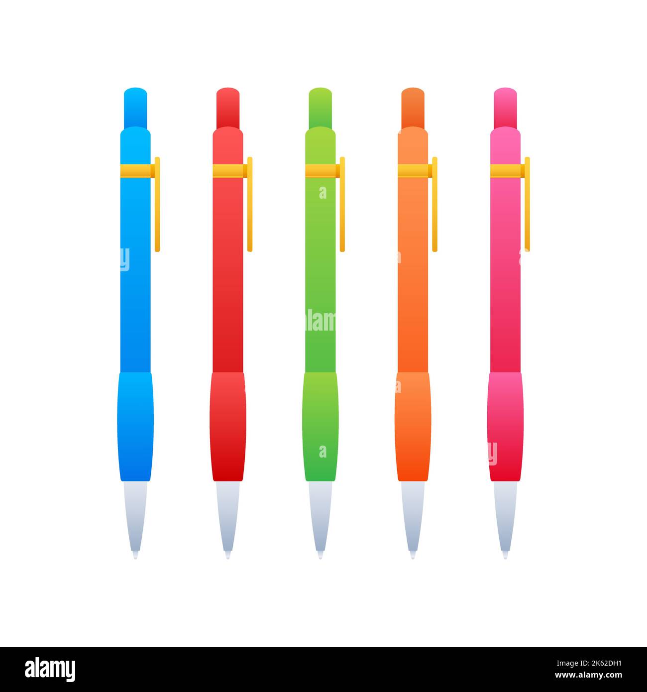 Pen collection icon, stationery set. Vector stock illustration. Stock Vector